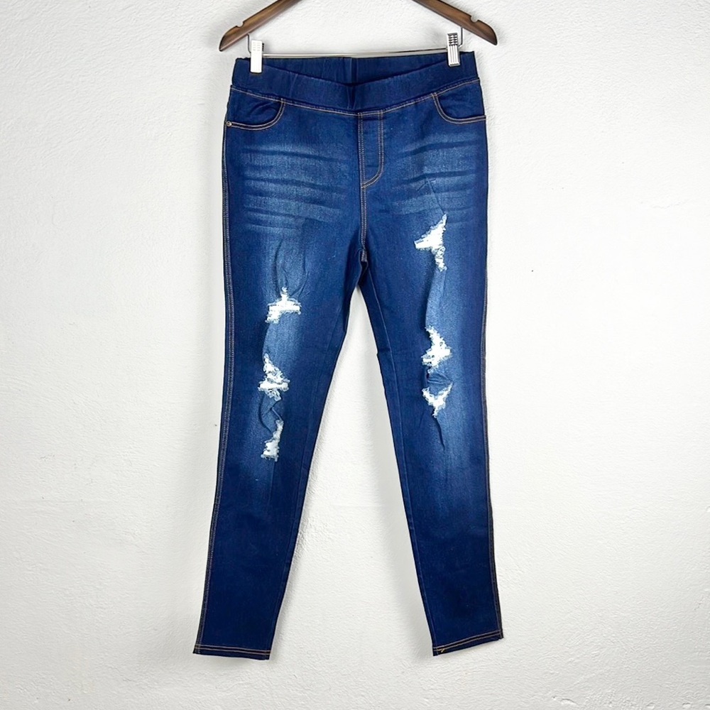 JVINI FASHION | 👖High-Rise Faded Ripped Stretchy Elastic Waist Jeggings Jeans